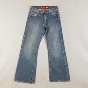 Guess Jeans Mens 30 Blue Distressed Straight Leg Denim Pants Made China JMS074